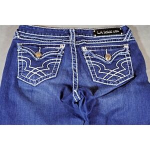 LA Idol USA Women Bootcut Jeans Size 9 (31x33) Medium Wash Embroidered